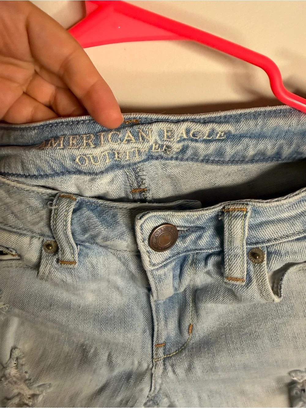 American Eagle Outfitters Light Blue Distressed Skinny Jeans